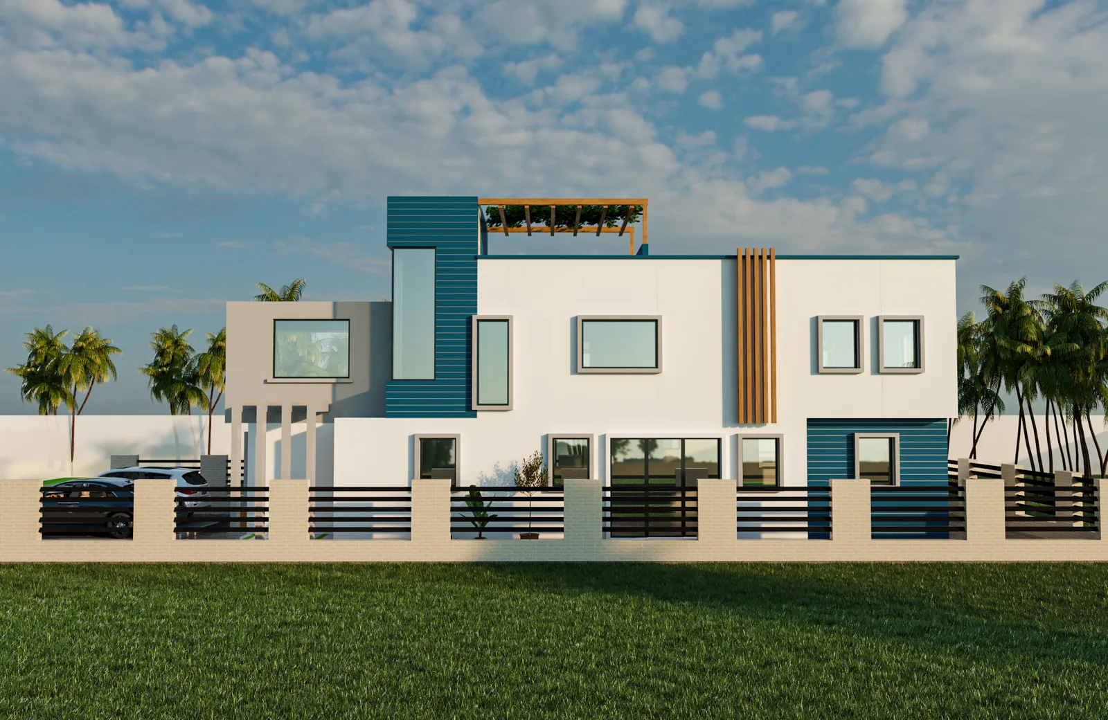 South View — side perspective of a Blue Island Projects residence in Barbados